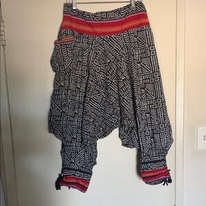 Geometric Black and Red Women's Harem Pants